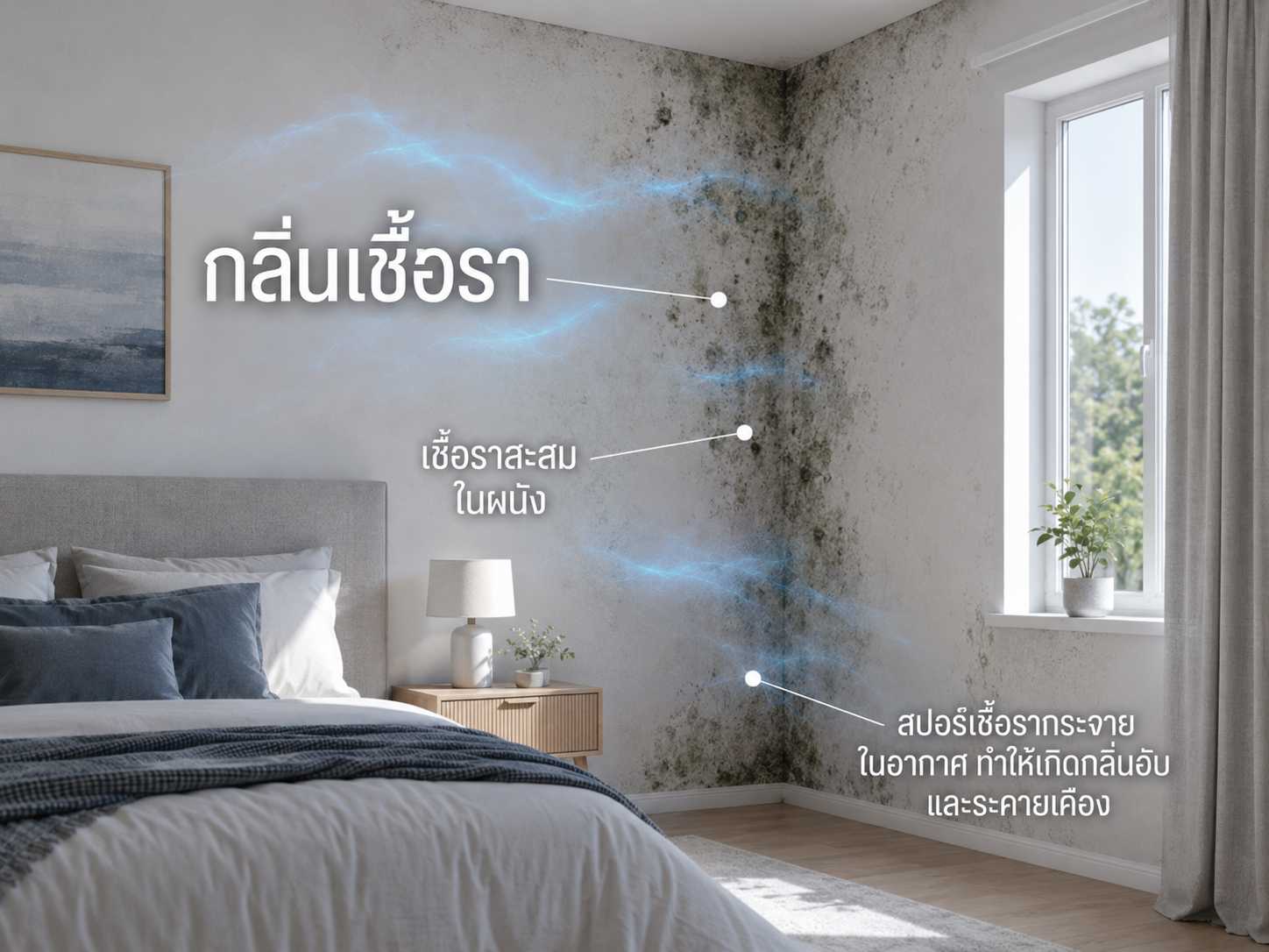 สาเหตุของกลิ่นเชื้อราและสปอร์สะสมภายในบ้าน