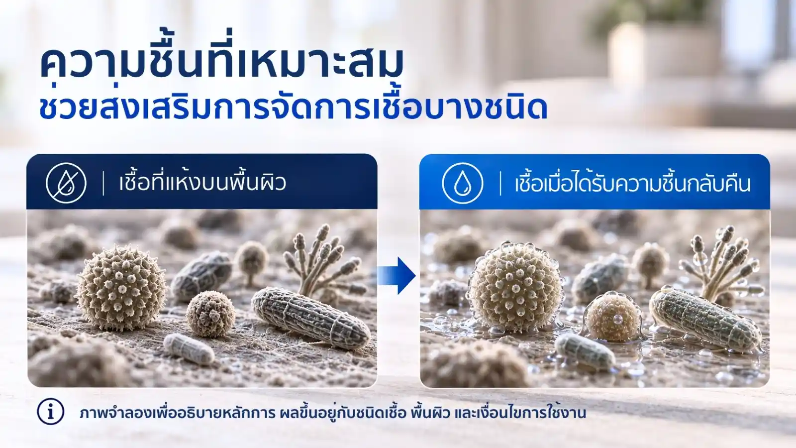 ความชื้นกับก๊าซโอโซนและจุลินทรีย์บนพื้นผิว